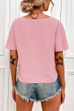 Casual Dot Patchwork V Neck Tops
