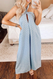 Casual Dot Patchwork Halter Loose Jumpsuits