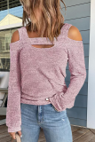 Casual Solid Patchwork Square Collar Tops