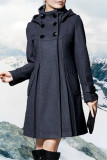 Hooded Double-Breasted Mid-Length Wool Coat