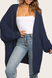 Casual Solid Patchwork Pocket V Neck Tops Sweater