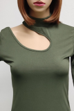 Fashion Elegant Solid Hollowed Out Patchwork Half A Turtleneck Pencil Skirt Dresses