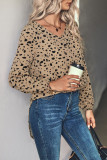 Casual Print Patchwork V Neck Tops