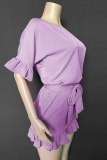Fashion Solid Flounce O Neck Trumpet Mermaid Dresses