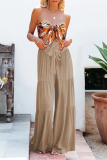 Casual Solid Patchwork Loose Mid Waist Speaker Solid Color Bottoms