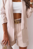 Fashion Solid Patchwork Turndown Collar Outerwear