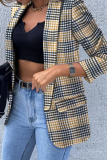 Fashion Solid Patchwork Turndown Collar Outerwear