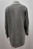 Casual Solid Patchwork Pocket V Neck Tops Sweater
