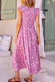 Casual Sweet Print Polka Dot Patchwork V Neck A Line Dresses