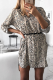 Casual Print Patchwork V Neck Straight Dresses