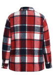 Casual Plaid Patchwork Turndown Collar Tops
