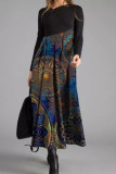 Street Print Patchwork Printing V Neck A Line Dresses