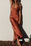 Fashion Street Solid Patchwork Backless Spaghetti Strap A Line Dresses