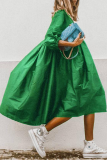 Casual Solid Patchwork O Neck Cake Skirt Dresses