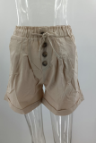 Casual Solid Buckle Straight Mid Waist Solid Color Bottoms