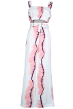 Casual Print Patchwork Square Collar Sleeveless Two Pieces