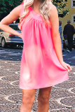 Casual Solid Patchwork One Shoulder Straight Dresses