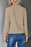 Casual Solid Patchwork Buckle Stringy Selvedge Asymmetrical Collar Tops