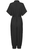 Fashion Solid Patchwork V Neck Harlan Jumpsuits