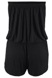 Casual Solid Patchwork Strapless Straight Rompers
