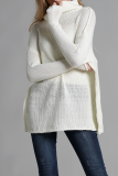 Casual Solid Patchwork Turtleneck Tops Sweater