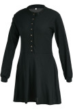 Casual Solid Patchwork Buckle A Line Dresses