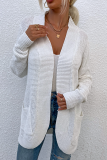 Casual Solid Patchwork Pocket V Neck Tops Sweater