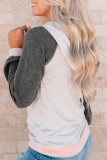 Fashion Color Block Contrast Mandarin Collar Tops