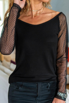 Casual Patchwork Hot Drill V Neck Tops