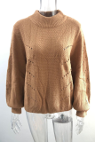 Casual Solid Hollowed Out Patchwork O Neck Tops