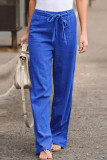 Fashion Casual Solid With Belt Loose Wide Leg Bottoms