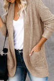 Casual Solid Patchwork Pocket V Neck Tops Sweater
