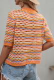 Fashion Striped Patchwork Half A Turtleneck Tops