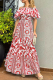 Casual Print Patchwork Off the Shoulder Cake Skirt Dresses