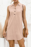 Fashion Casual Solid Patchwork Turndown Collar Irregular Dresses