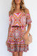 Fashion Elegant Print Patchwork Off the Shoulder A Line Dresses