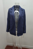Fashion Solid Patchwork Turndown Collar Outerwear