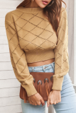 Casual Solid Hollowed Out O Neck Tops Sweater