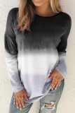 Fashion Sweet Gradual Change Patchwork O Neck Tops