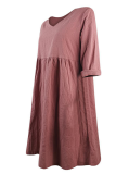 Casual Solid Patchwork V Neck Straight Dresses