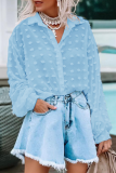 Casual Solid Patchwork Buckle Turndown Collar Tops