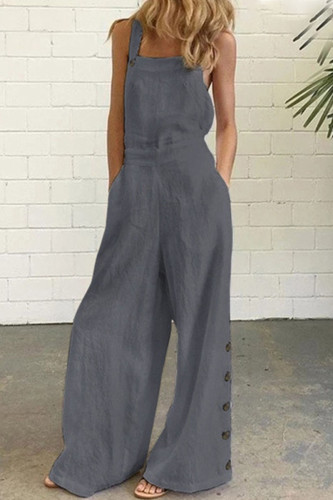 Fashion Casual Solid Patchwork Spaghetti Strap Loose Jumpsuits