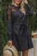 Fashion Elegant Solid Lace Buckle See-through A Line Dresses