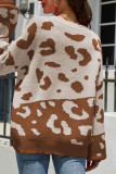 Casual Print Patchwork O Neck Tops
