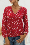Fashion Casual Print Patchwork V Neck Tops