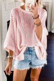 Casual Solid Hollowed Out Patchwork O Neck Tops