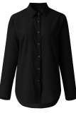 Casual Solid Patchwork Turndown Collar Tops