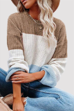 Fashion Casual Patchwork Contrast O Neck Tops
