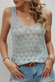 Fashion Simplicity Solid Hollowed Out Spaghetti Strap Tops