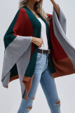 Plus Size Fashion Color Block Patchwork O Neck Outerwear